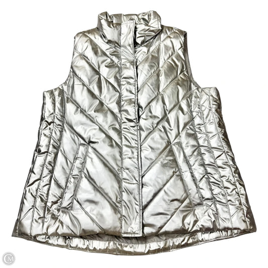 Vest Puffer & Quilted By Talbots In Silver, Size: Xl