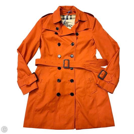 Coat Luxury Designer By Burberry In Orange, Size: L