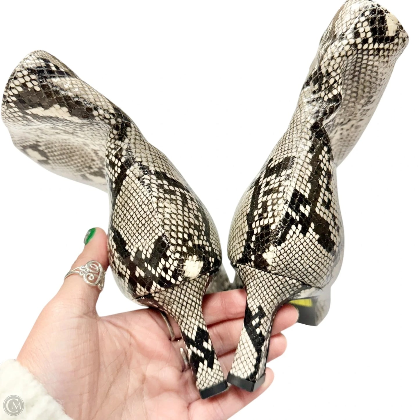 Boots Ankle Heels By Steve Madden In Snakeskin Print, Size: 9