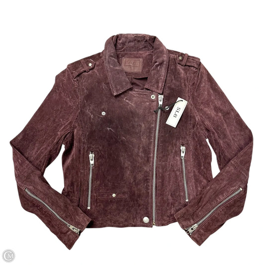 Jacket Moto Leather By Sl8 In Purple, Size: L