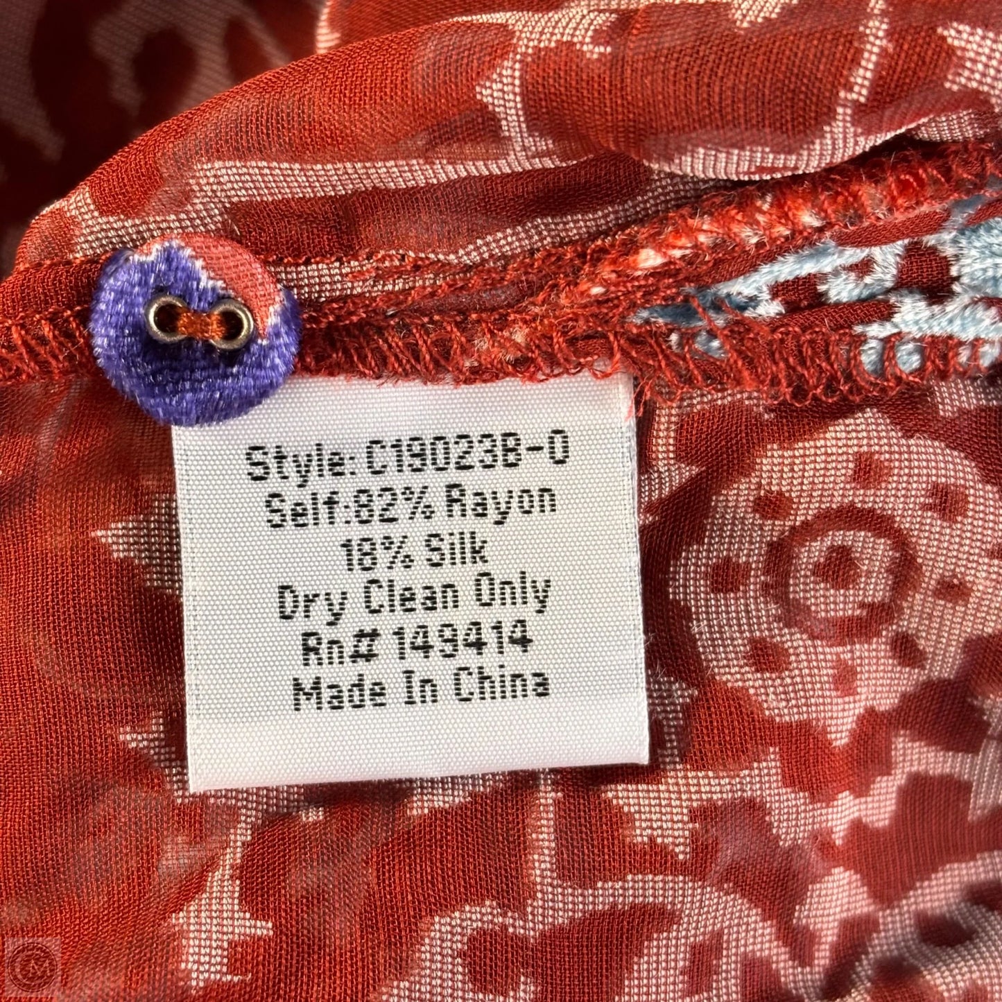 Top Long Sleeve By Johnny Was In Multi-colored, Size: L