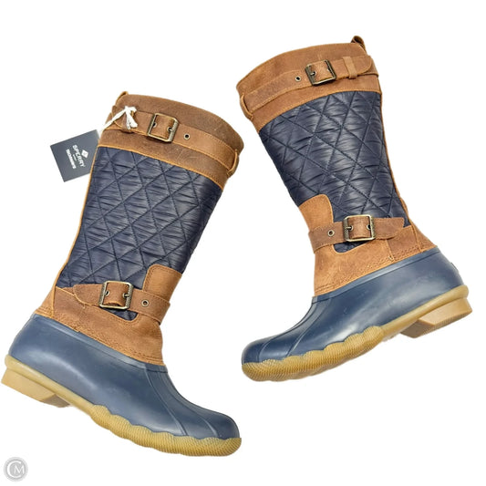 Boots Mid-calf Flats By Sperry In Blue & Brown, Size: 8.5