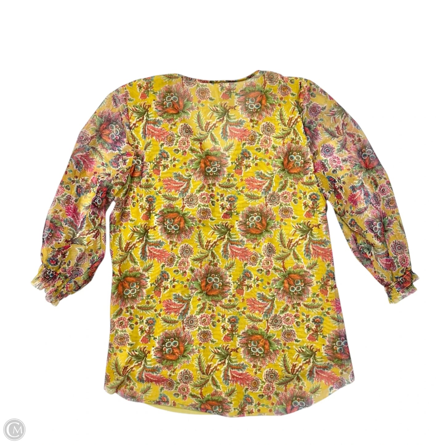 Top 3/4 Sleeve By Anthropologie In Floral Print, Size: Xl