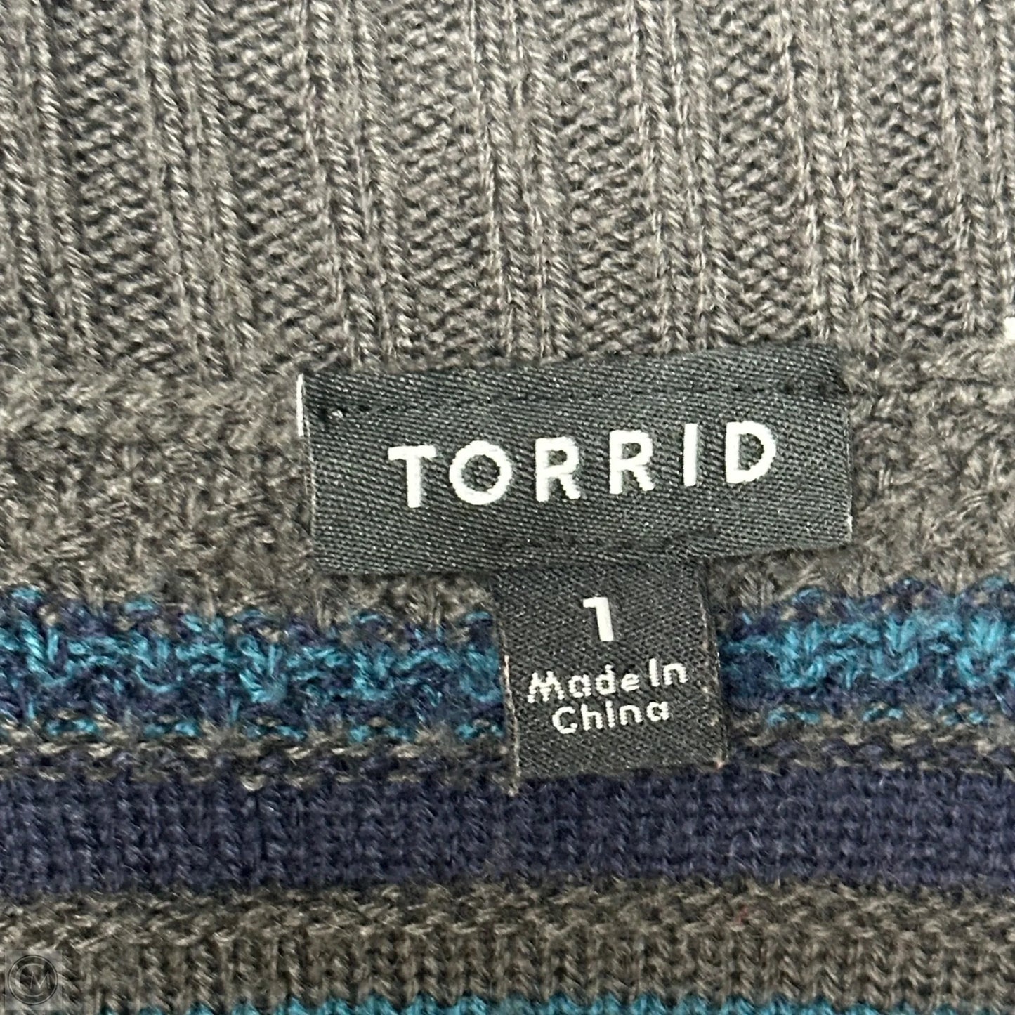 Sweater Cardigan By Torrid In Blue & Grey, Size: 1x