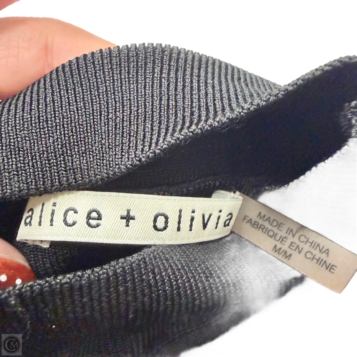 Top Long Sleeve Designer By Alice + Olivia In Black, Size: M