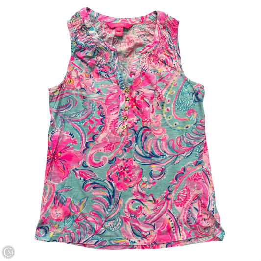Top Sleeveless Designer By Lilly Pulitzer In Blue & Pink, Size: Xs