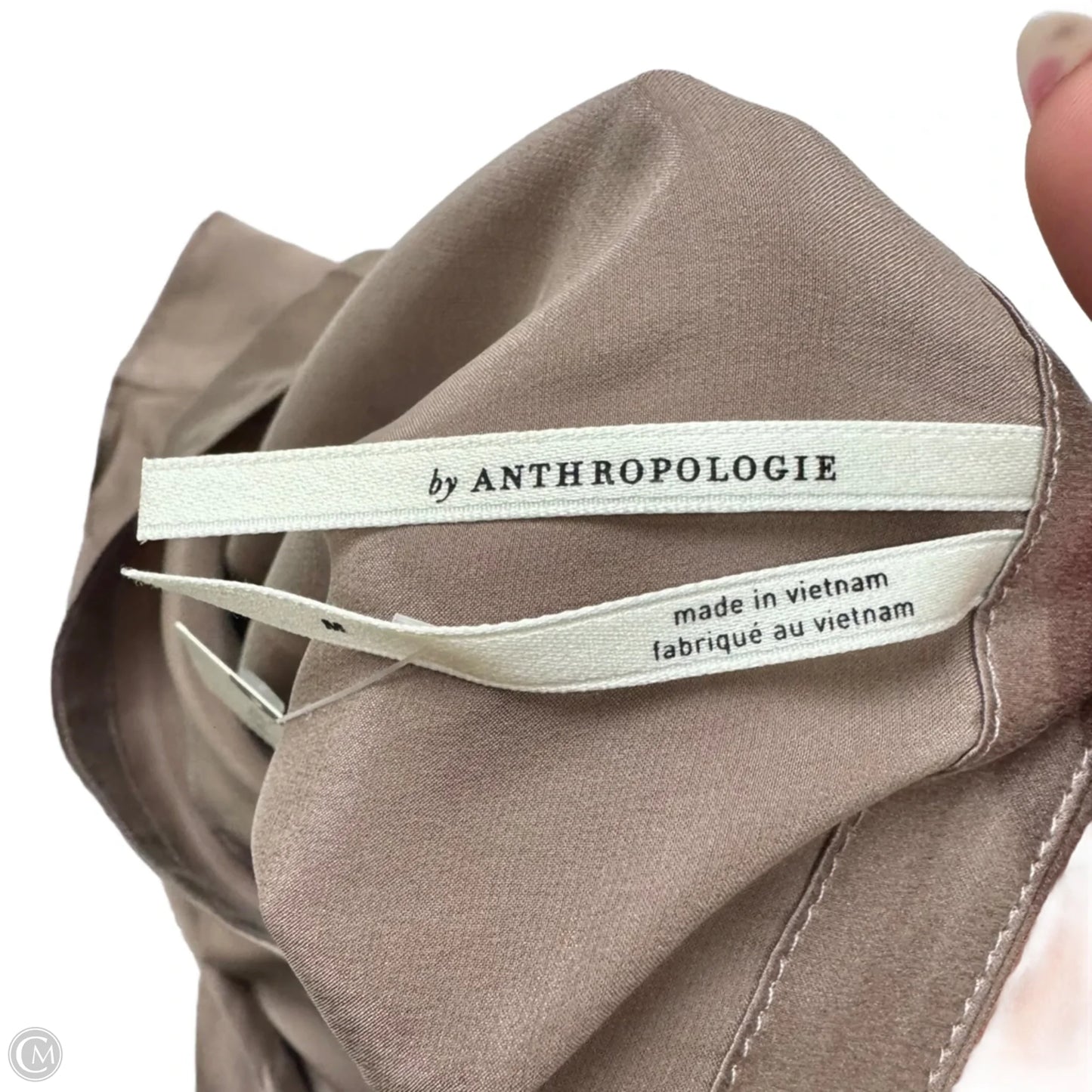 Top Short Sleeve By Anthropologie In Taupe, Size: M