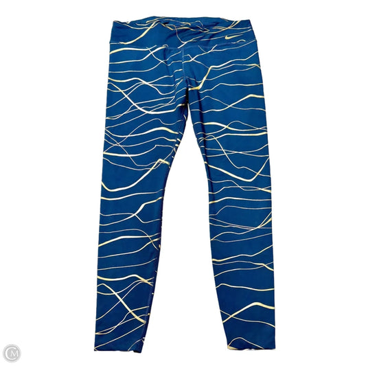 Athletic Leggings By Nike Apparel In Blue & Gold, Size: Xl