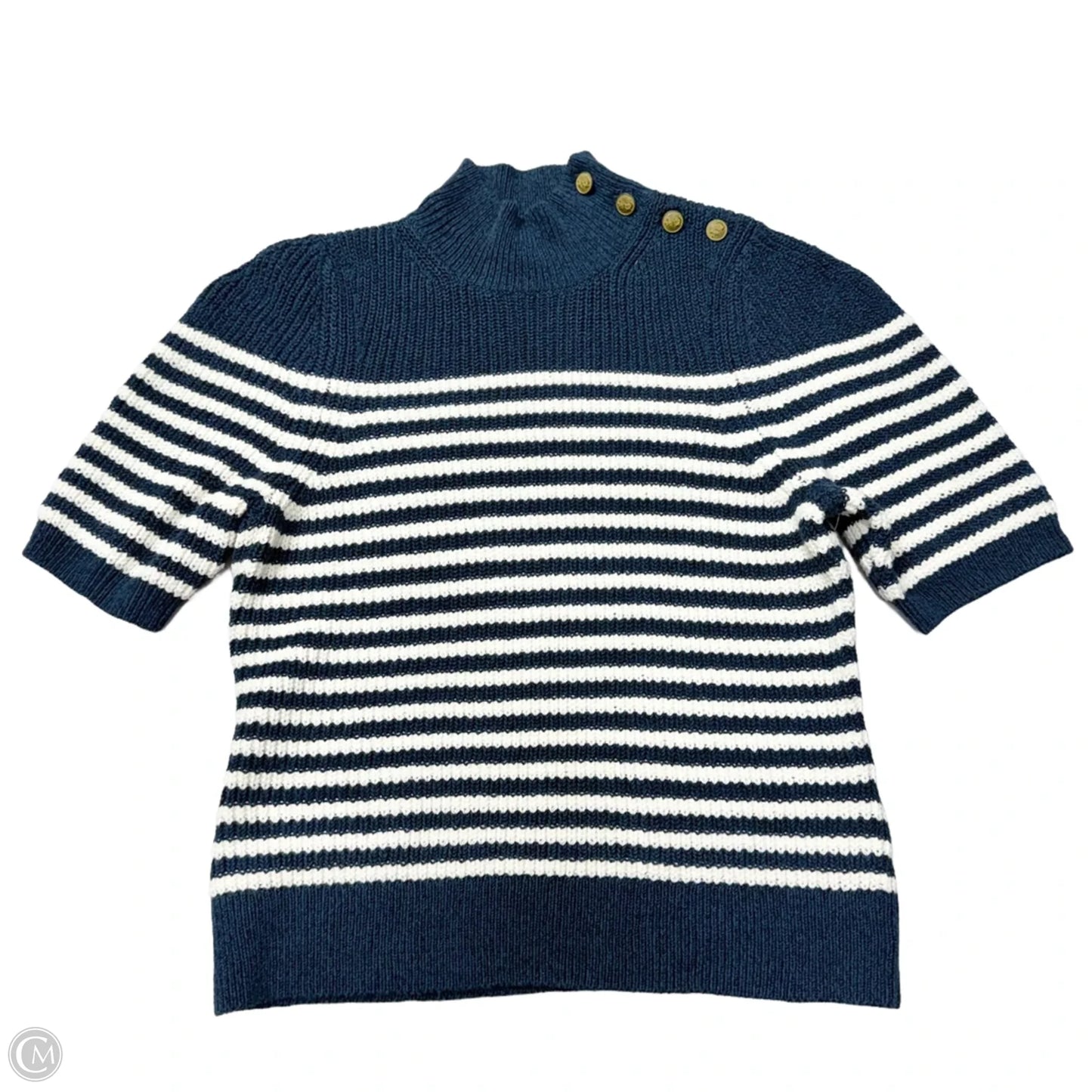 Sweater Short Sleeve By Maeve In Blue & White, Size: S