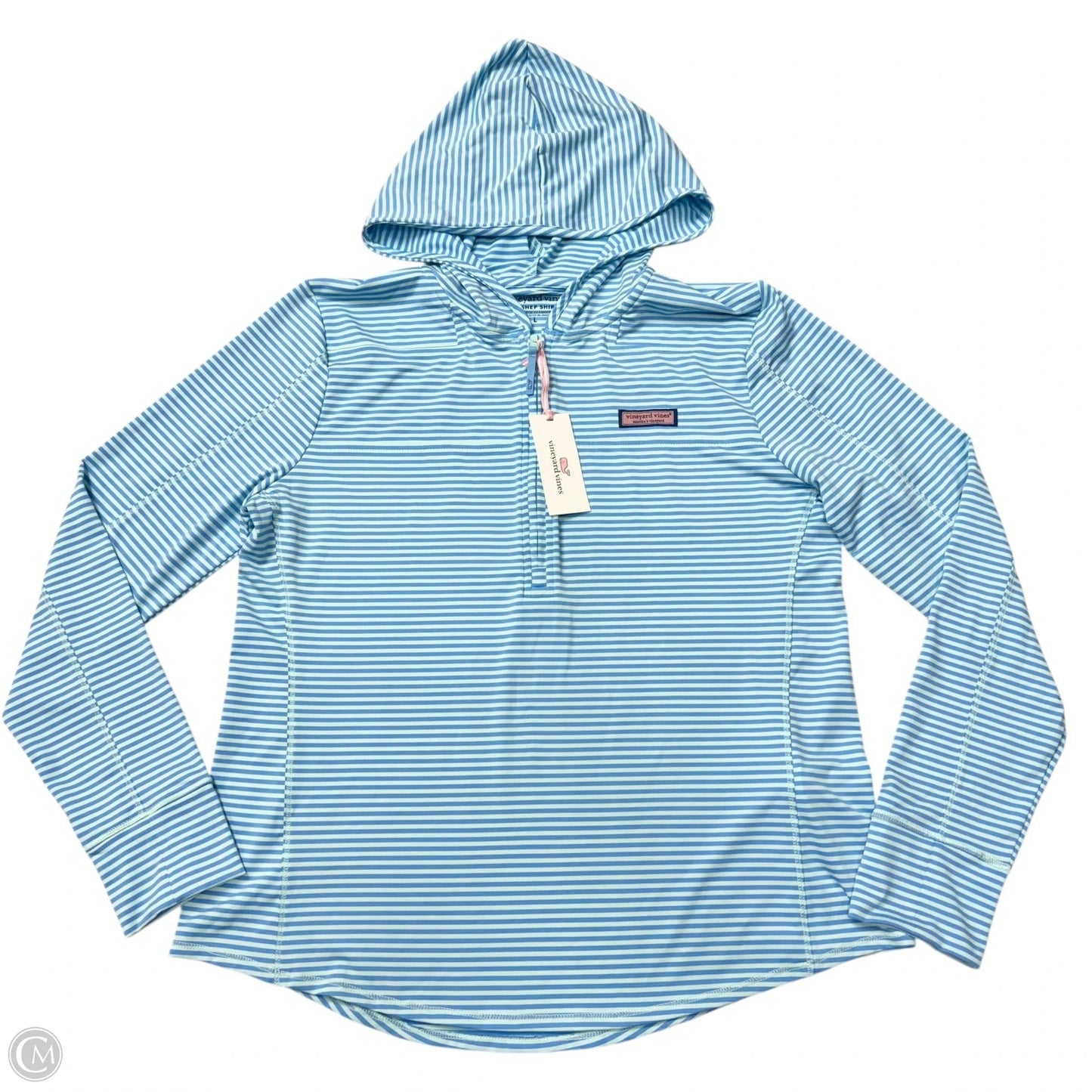 Athletic Top Long Sleeve Hoodie By Vineyard Vines In Striped Pattern, Size: L