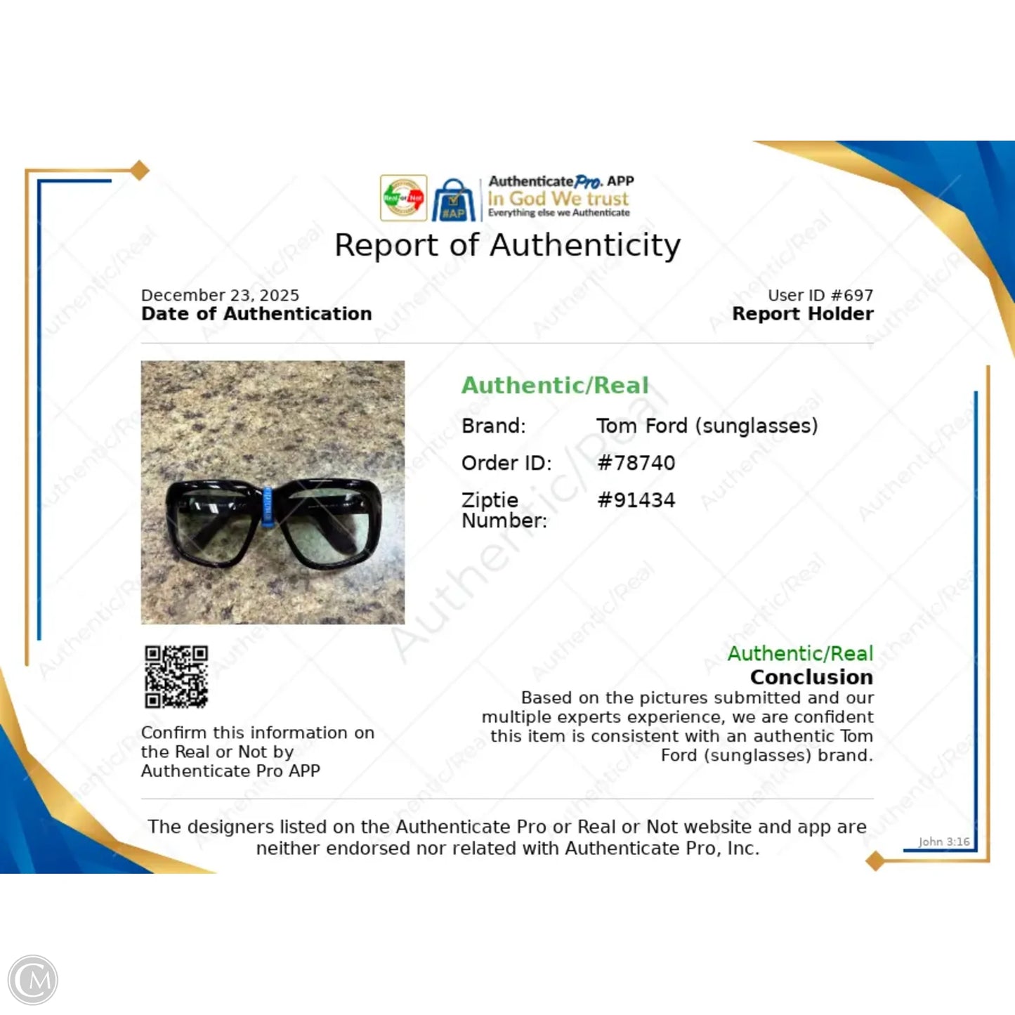 Sunglasses Luxury Designer By Tom Ford