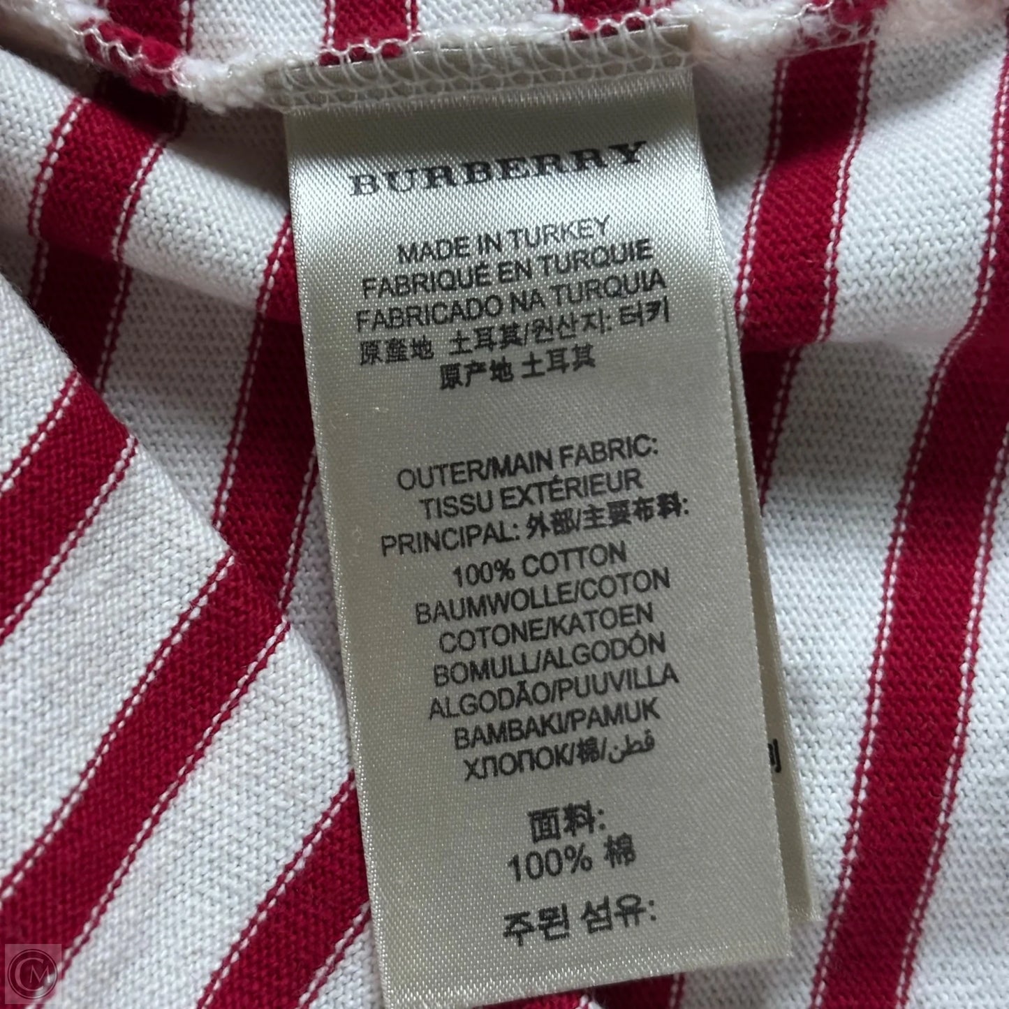 Top Long Sleeve Luxury Designer By Burberry In Striped Pattern, Size: L