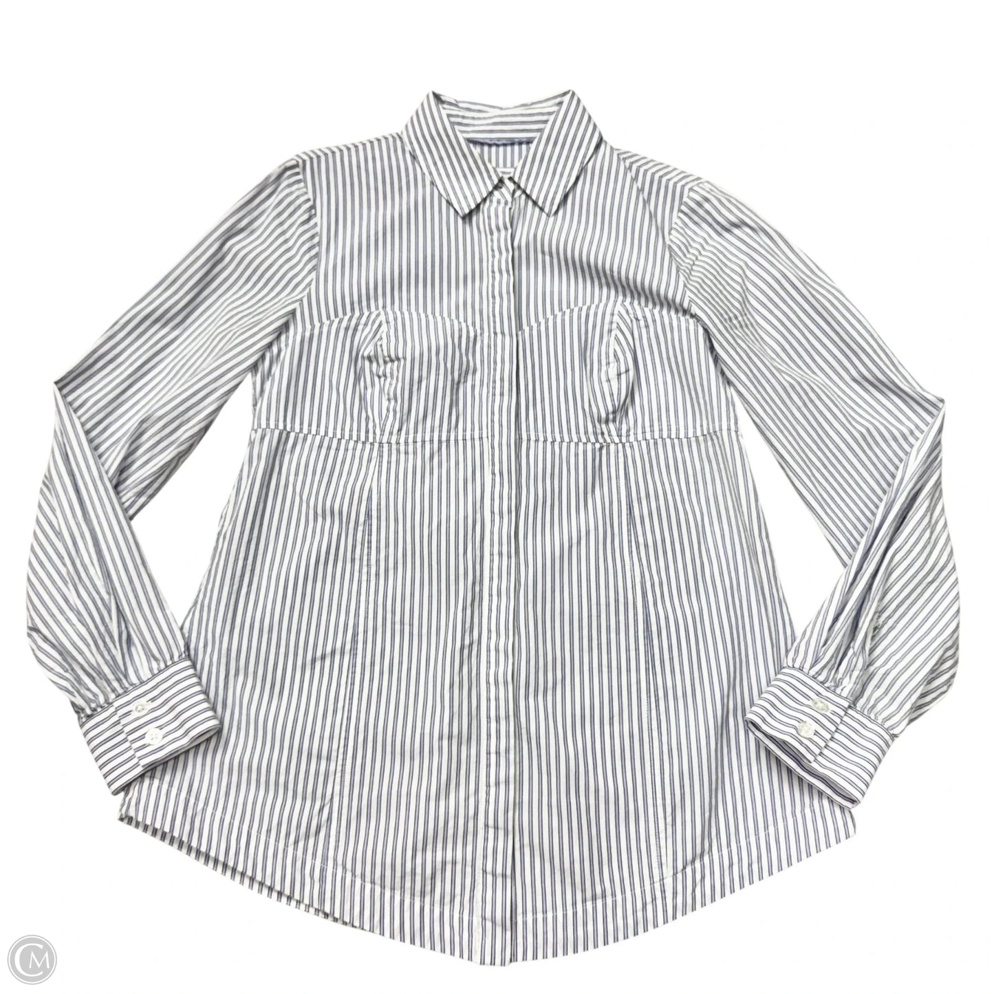 Top Long Sleeve By Maeve In Blue & White, Size: S