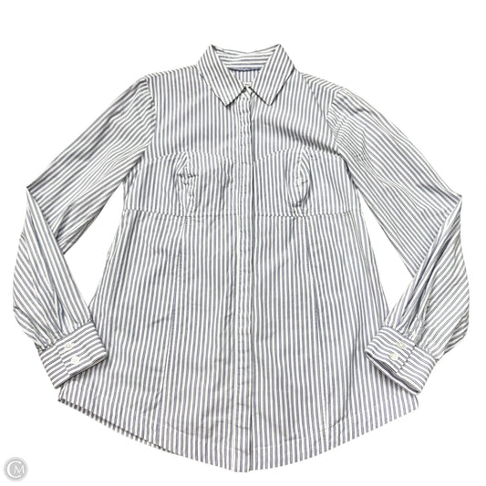 Top Long Sleeve By Maeve In Blue & White, Size: S
