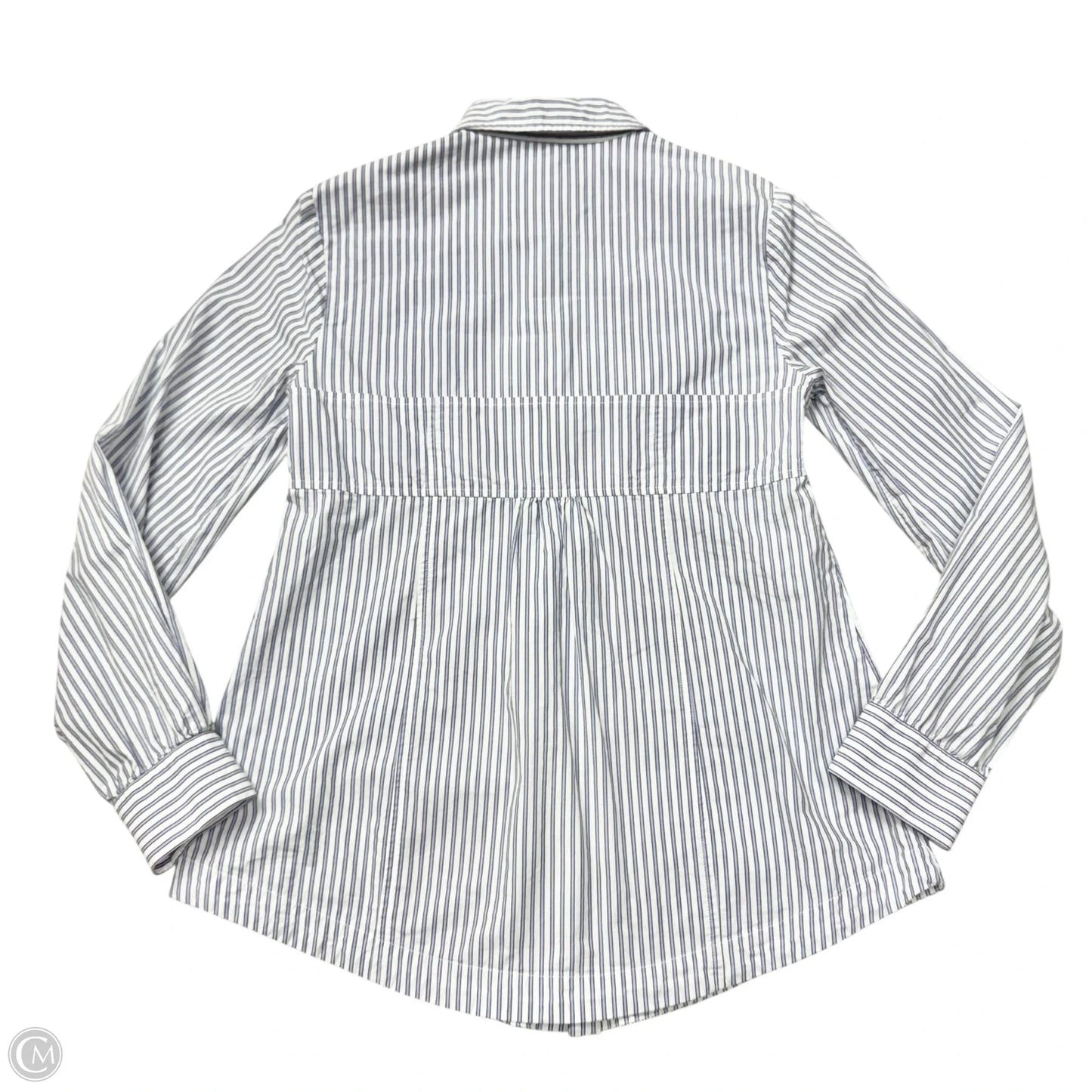 Top Long Sleeve By Maeve In Blue & White, Size: S