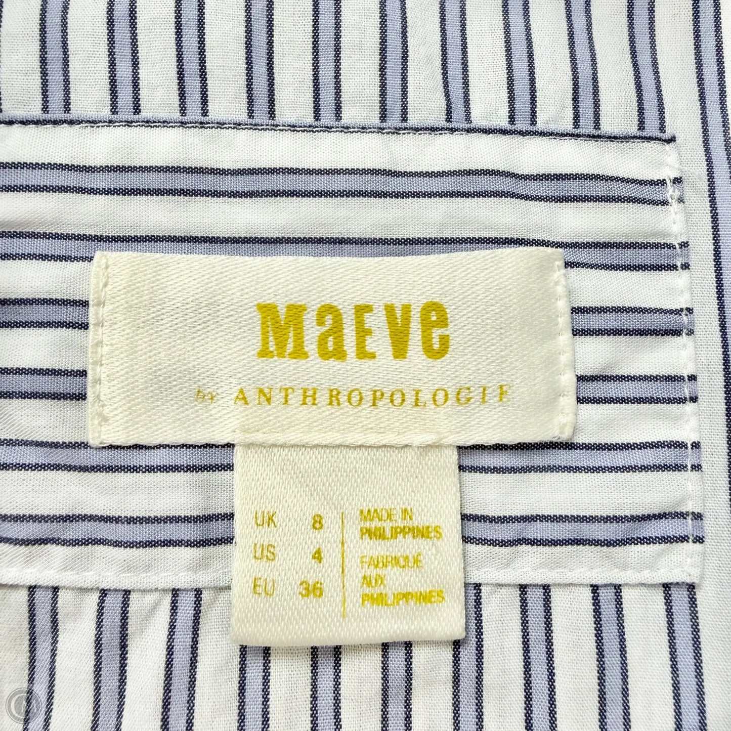 Top Long Sleeve By Maeve In Blue & White, Size: S