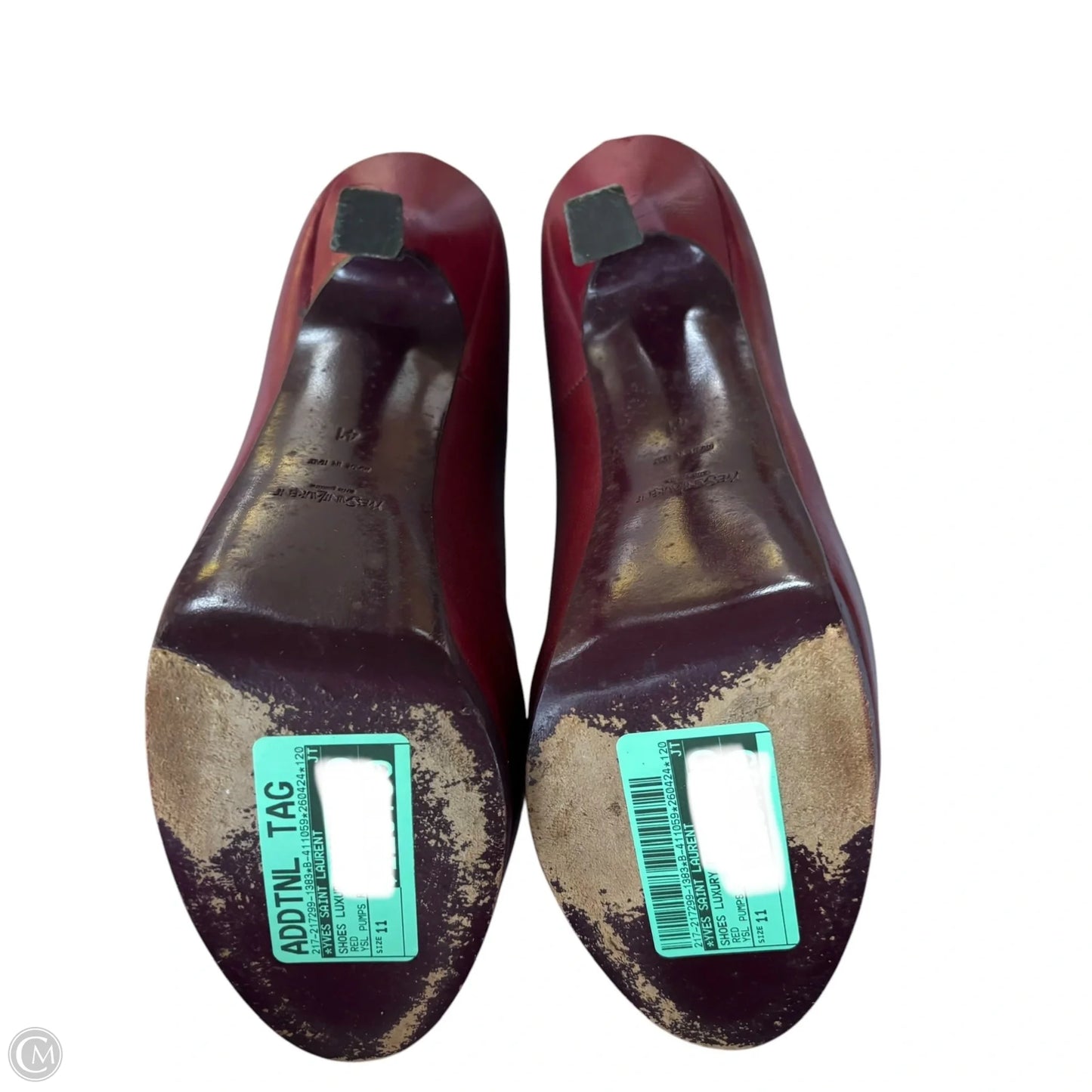 Shoes Luxury Designer By Yves Saint Laurent In Red, Size: 11