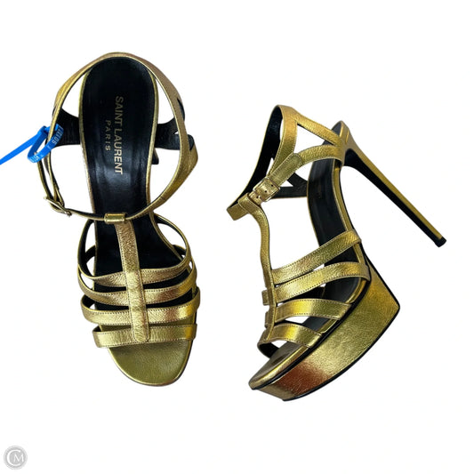 Shoes Luxury Designer By Yves Saint Laurent In Gold, Size: 11