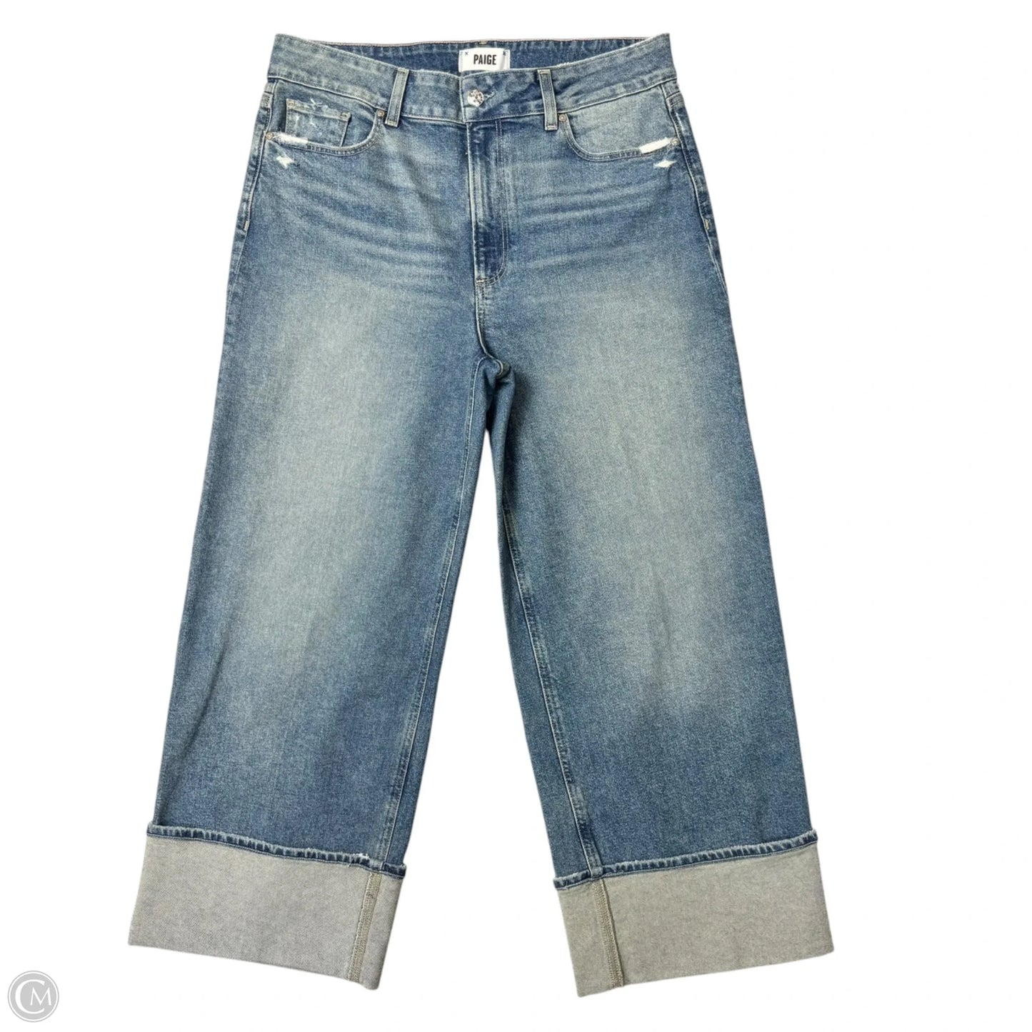 Jeans Flared By Paige In Blue Denim, Size: 14