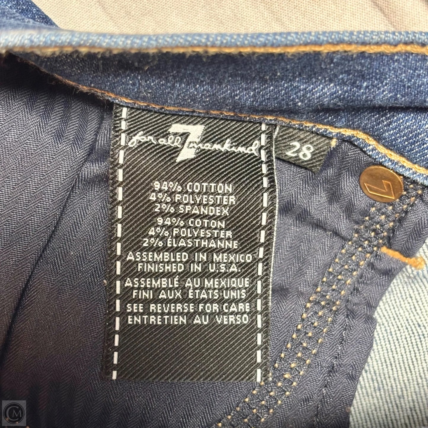 Jeans Straight By 7 For All Mankind In Blue Denim, Size: 6