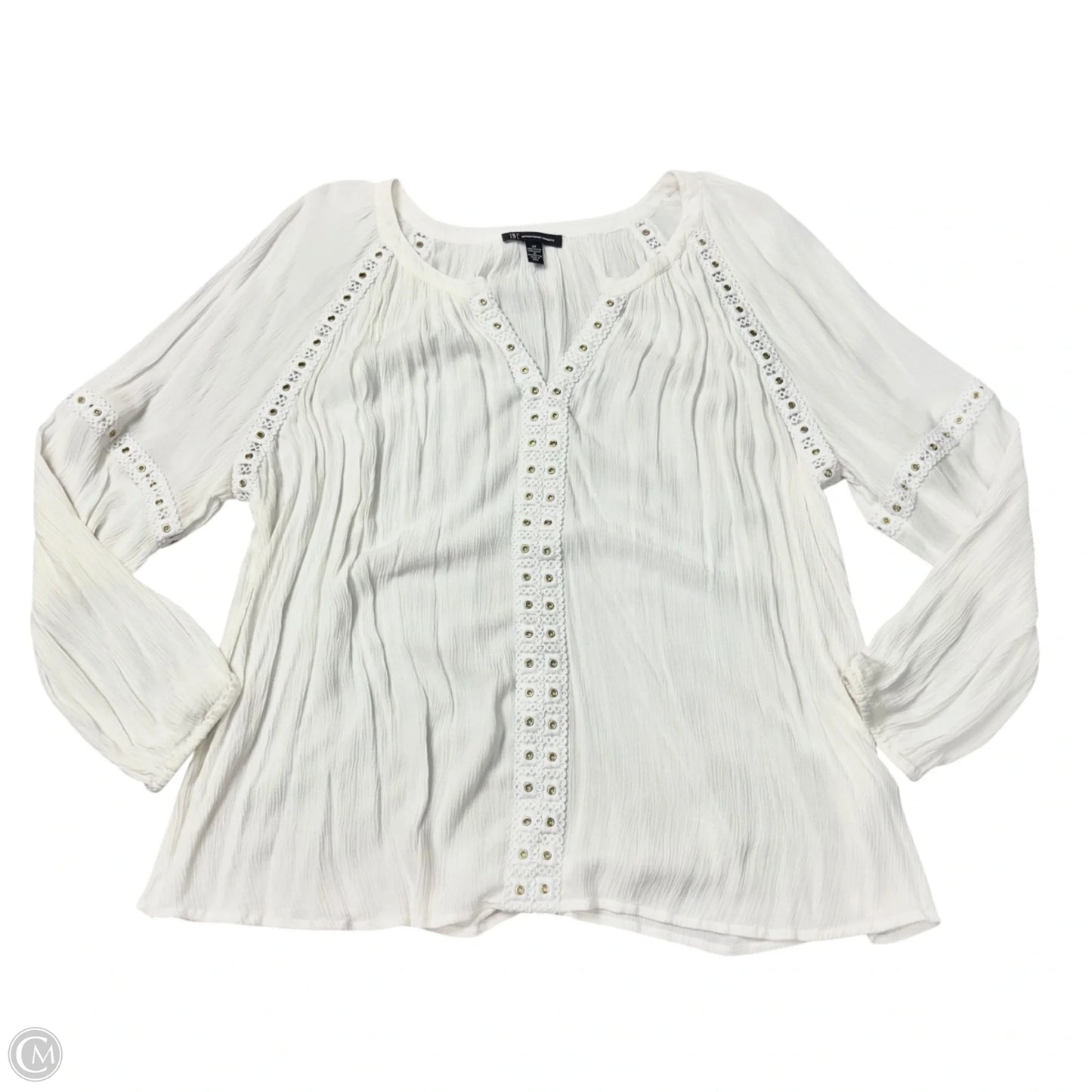 Top Long Sleeve By Inc In White, Size: 2x
