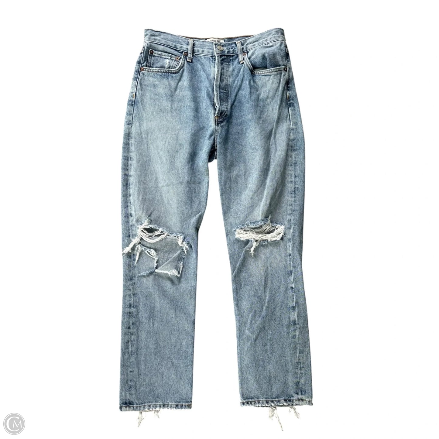 Jeans Straight By Agolde In Blue Denim, Size: 4