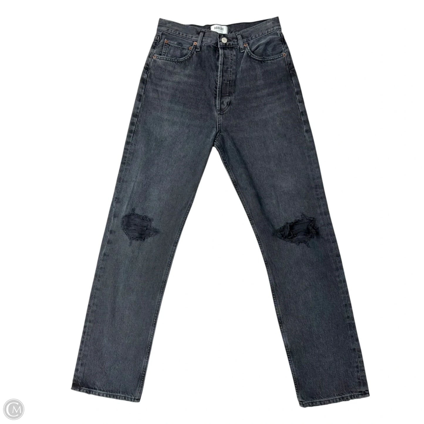 Jeans Straight By Agolde In Black Denim, Size: 4