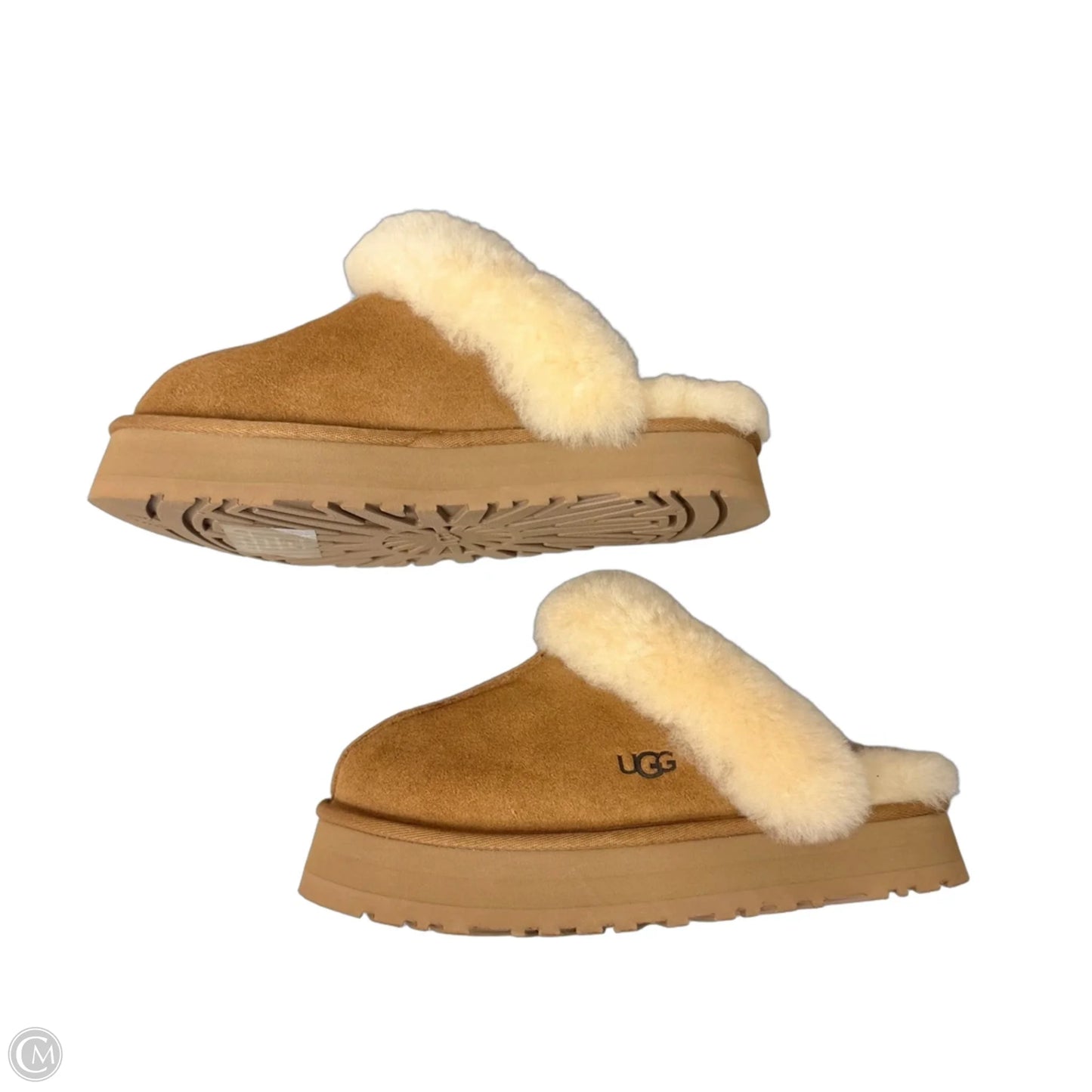 Slippers Designer By Ugg In Tan, Size: 7