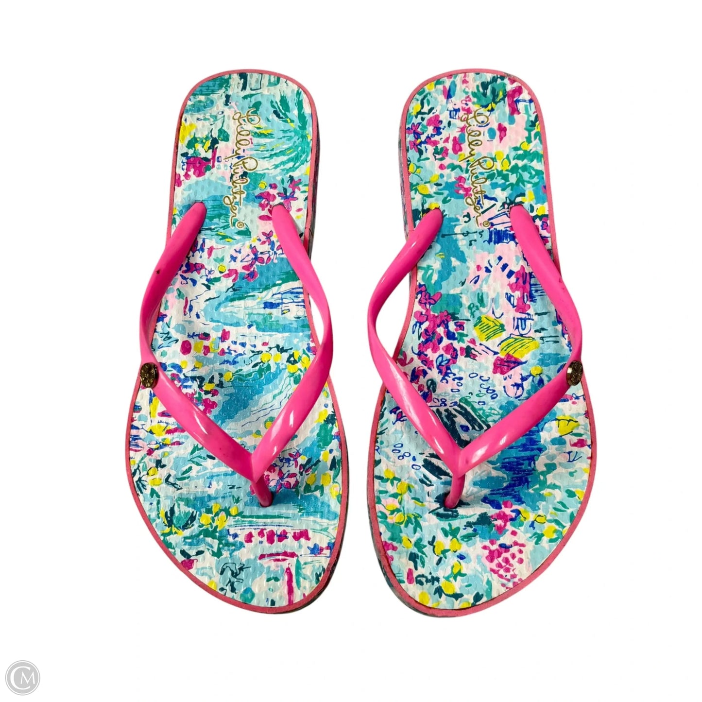 Sandals Designer By Lilly Pulitzer In Blue & Pink, Size: 7