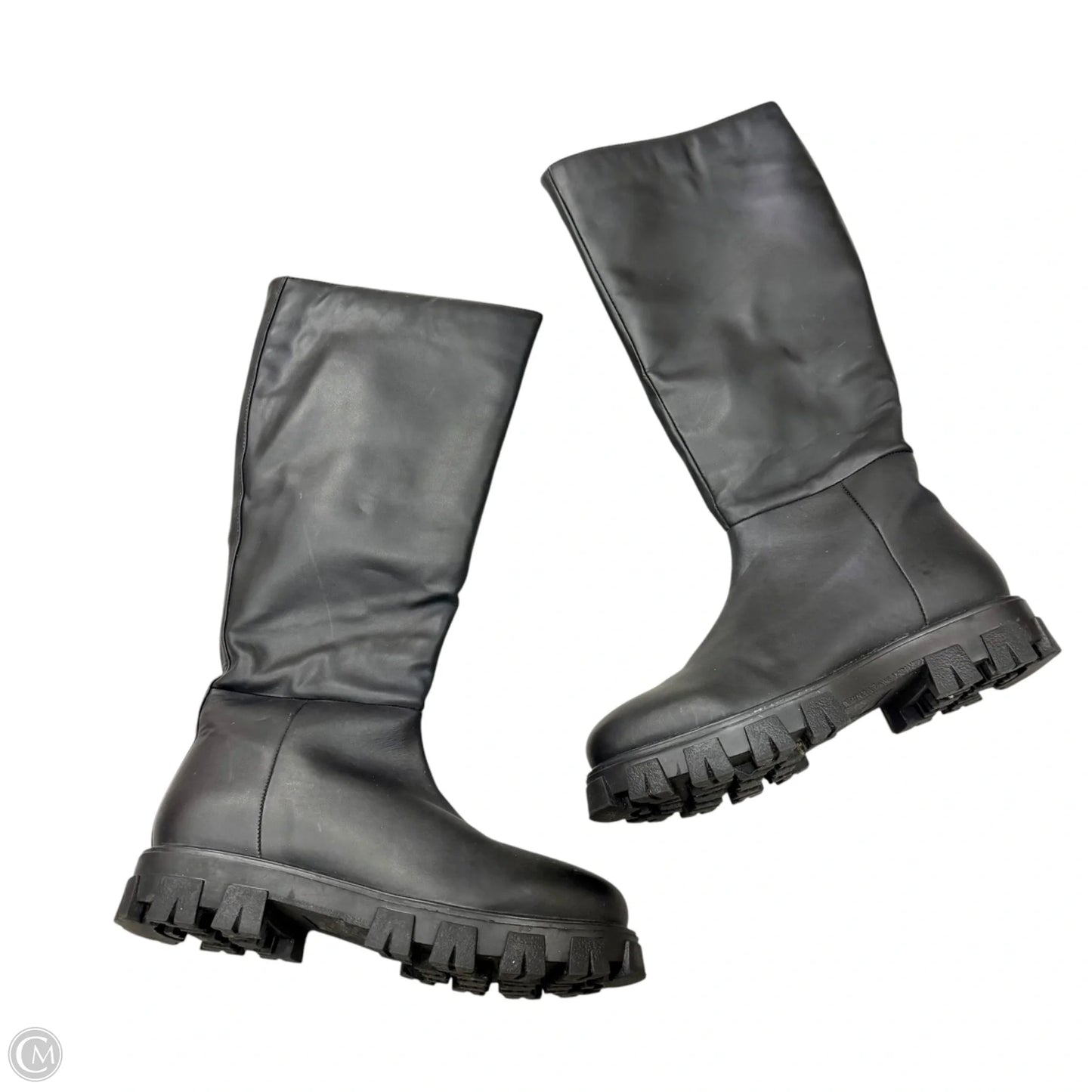Boots Mid-calf Flats In Black, Size: 7.5