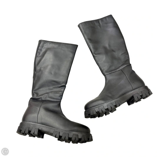 Boots Mid-calf Flats In Black, Size: 7.5
