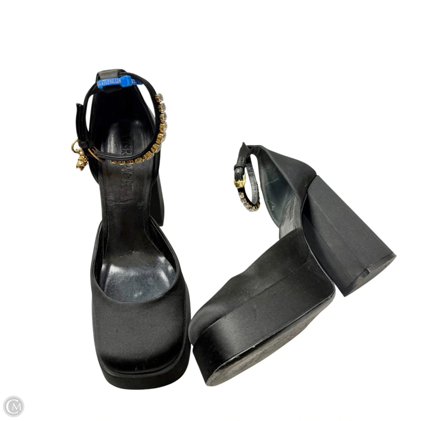 Shoes Luxury Designer By Versace In Black, Size: 10.5