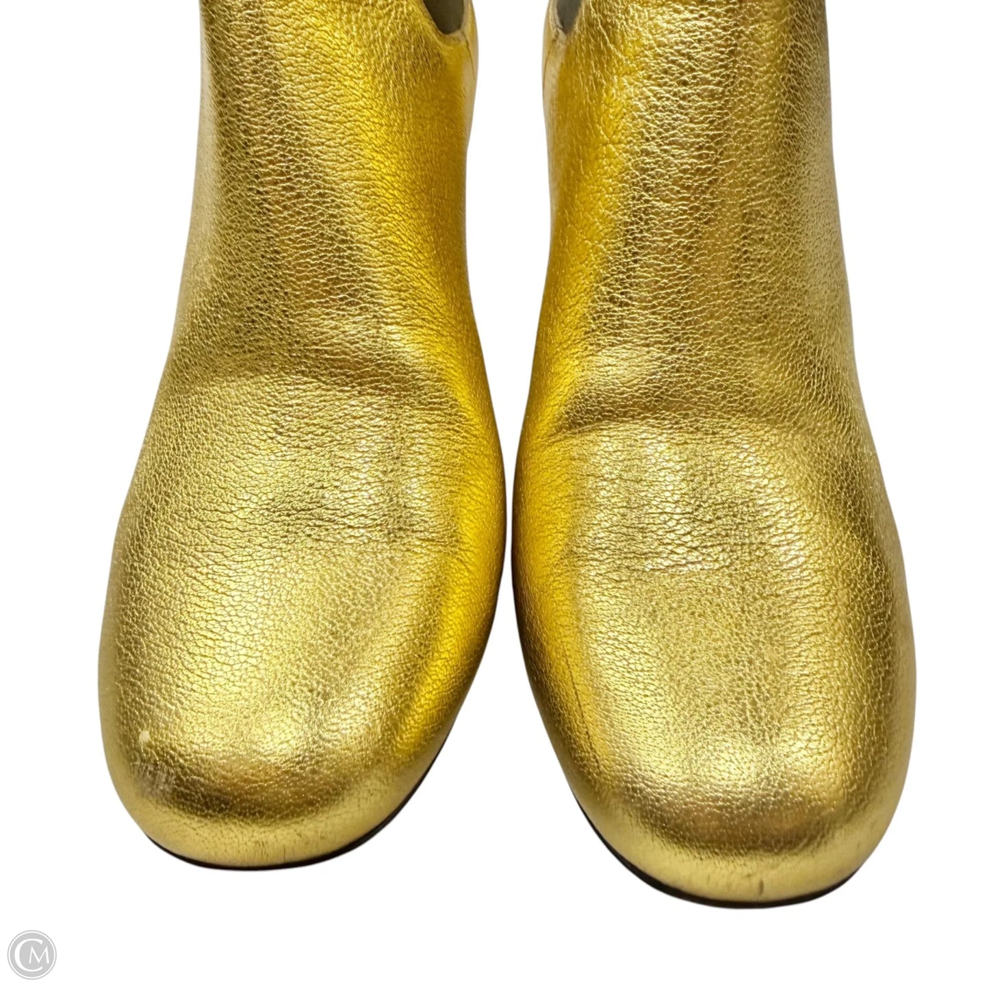 Boots Luxury Designer By Yves Saint Laurent In Gold, Size: 10.5
