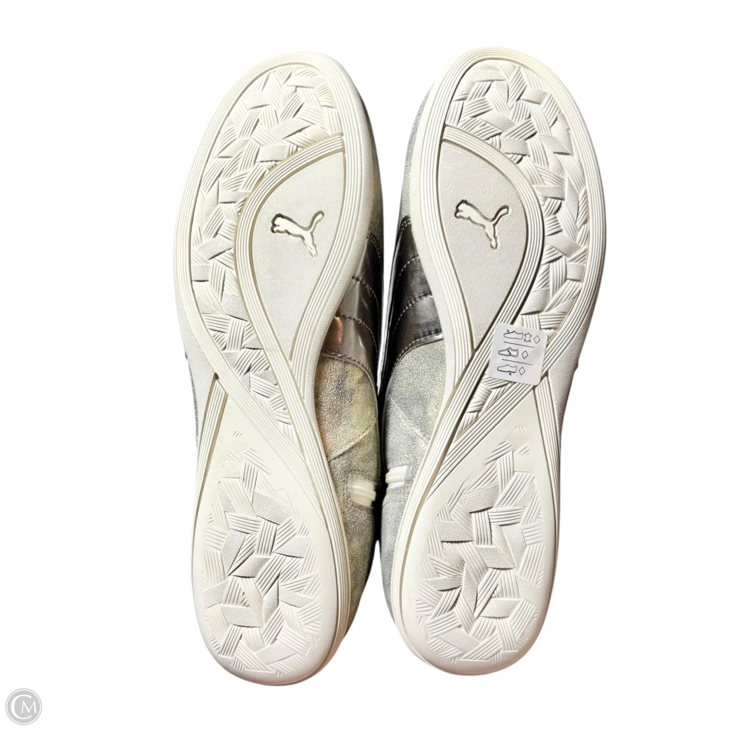 Shoes Sneakers By Puma In Gold & Silver, Size: 9