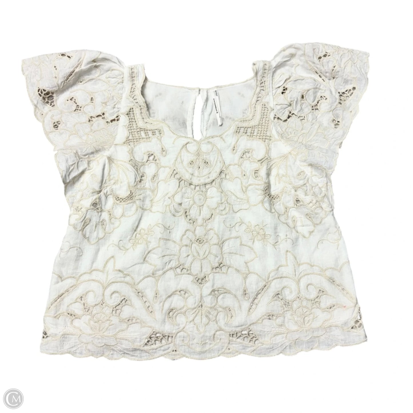 Top Short Sleeve By Anthropologie In Cream, Size: Xs