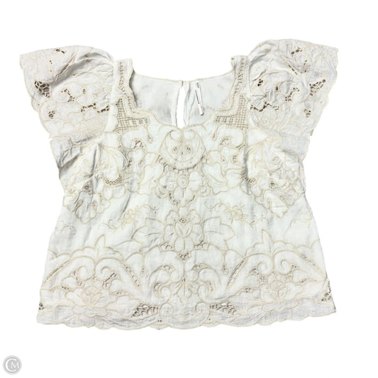 Top Short Sleeve By Anthropologie In Cream, Size: Xs
