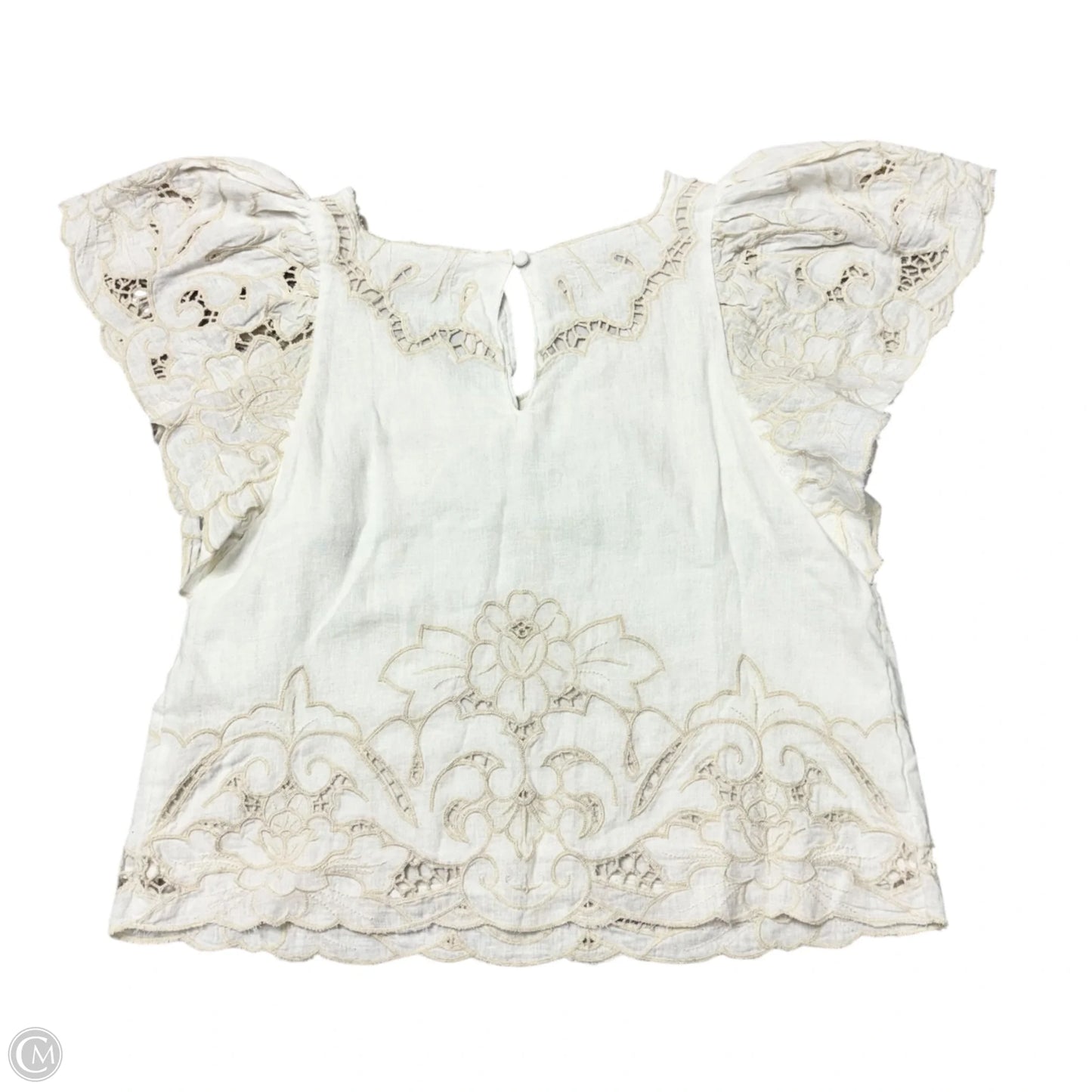Top Short Sleeve By Anthropologie In Cream, Size: Xs