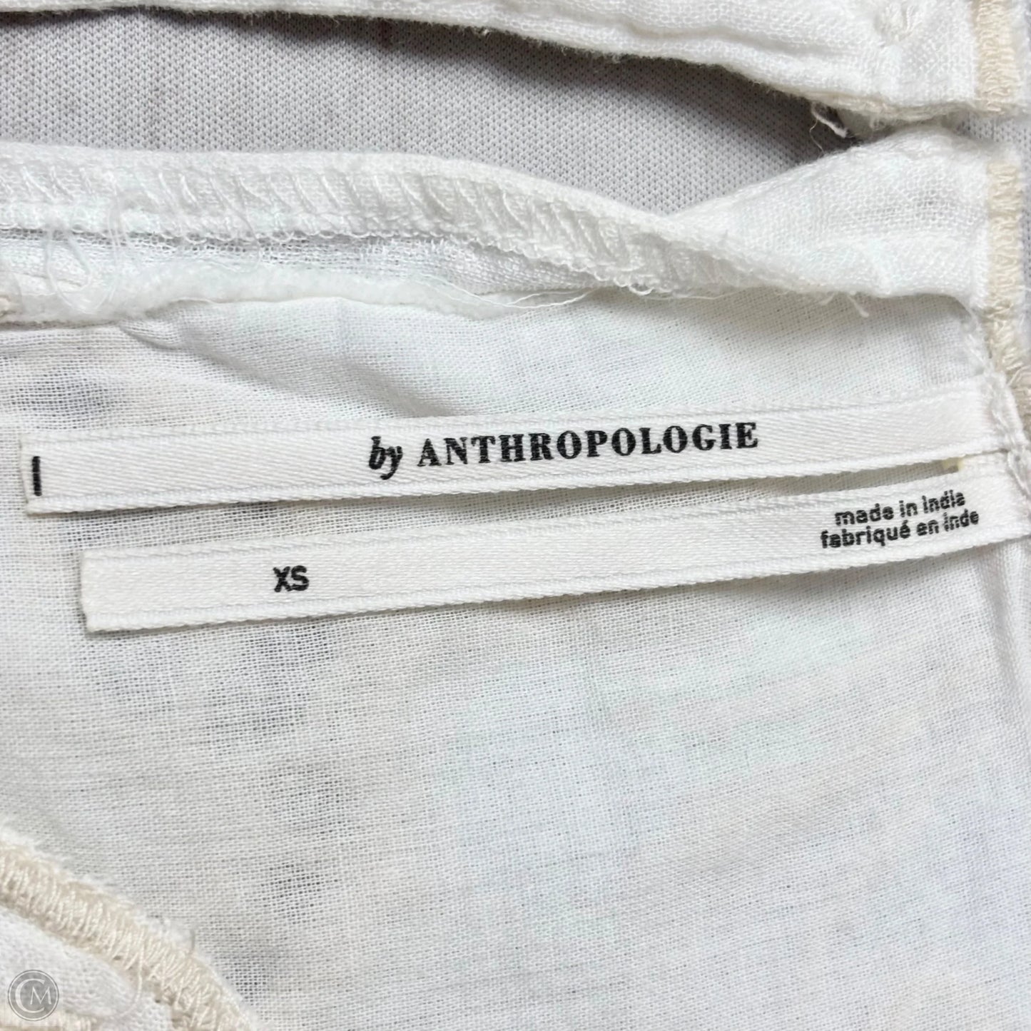Top Short Sleeve By Anthropologie In Cream, Size: Xs
