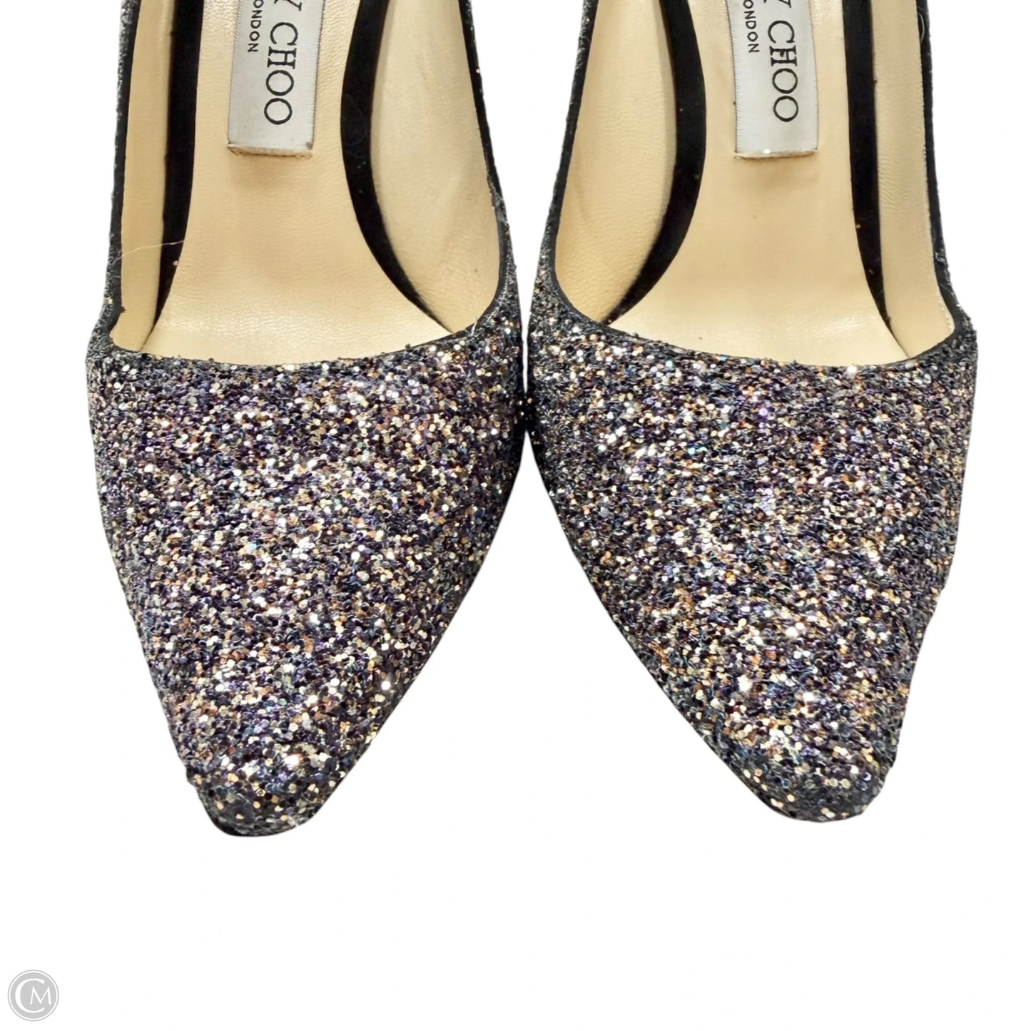 Shoes Luxury Designer By Jimmy Choo In Silver, Size: 7