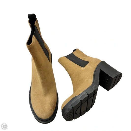 Boots Ankle Heels By Marc Fisher In Black & Tan, Size: 8.5