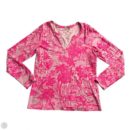 Top Long Sleeve Designer By Lilly Pulitzer In Pink, Size: M