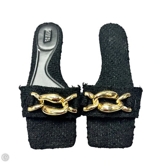Sandals Flats By Zara In Black & Gold, Size: 7.5