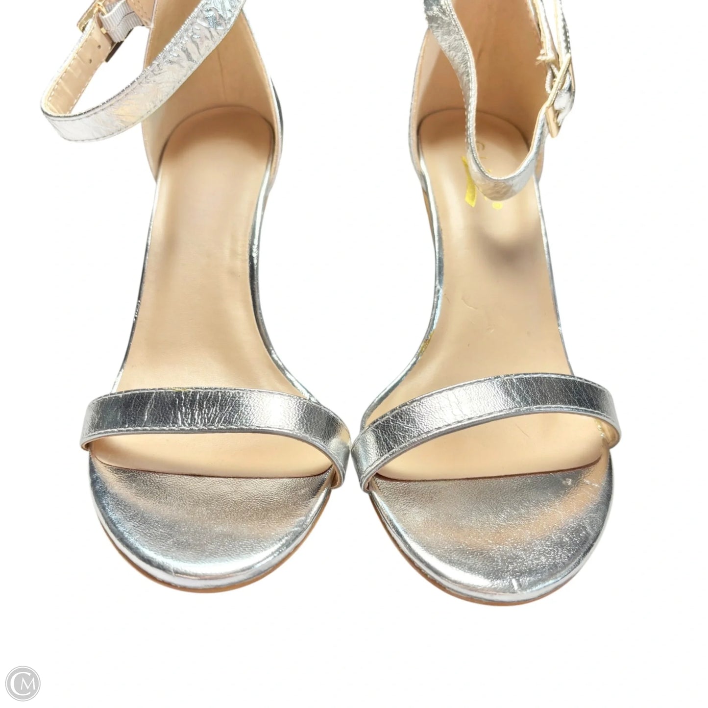 Sandals Heels Kitten By Glaze In Silver, Size: 7