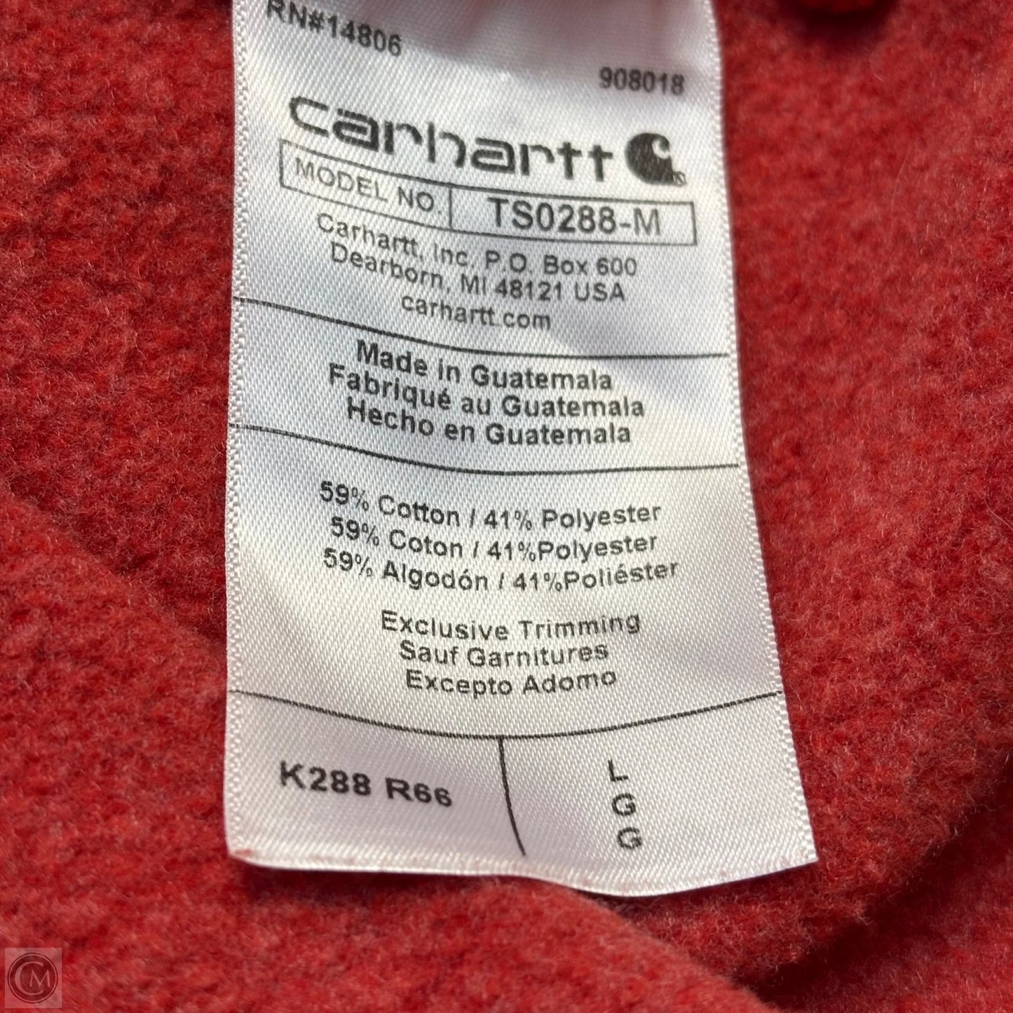Sweatshirt Hoodie By Carhartt In Red, Size: L