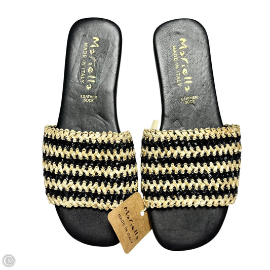Sandals Flats By Mariella In Black & Tan, Size: 7.5