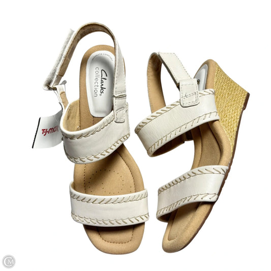 Sandals Heels Wedge By Clarks In Tan & White, Size: 8