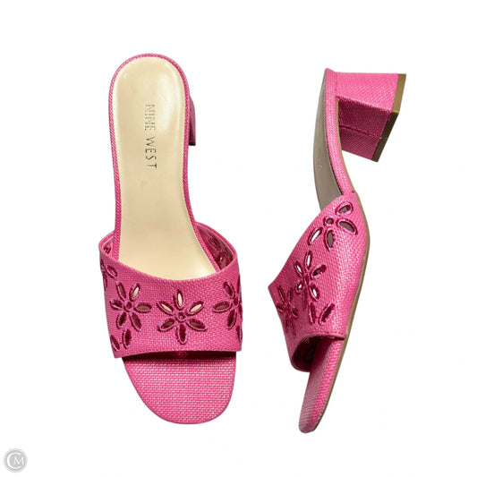 Sandals Heels Block By Nine West In Pink, Size: 8