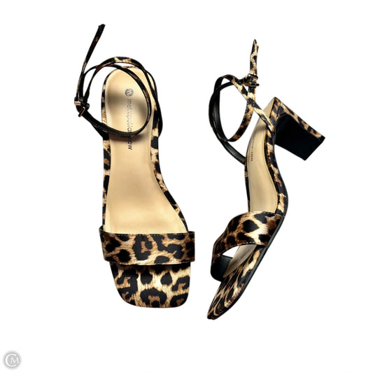 Sandals Heels Block By Metropolitan In Animal Print, Size: 7.5
