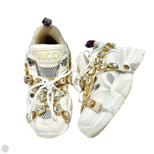 Shoes Luxury Designer By Gucci In White, Size: 4.5