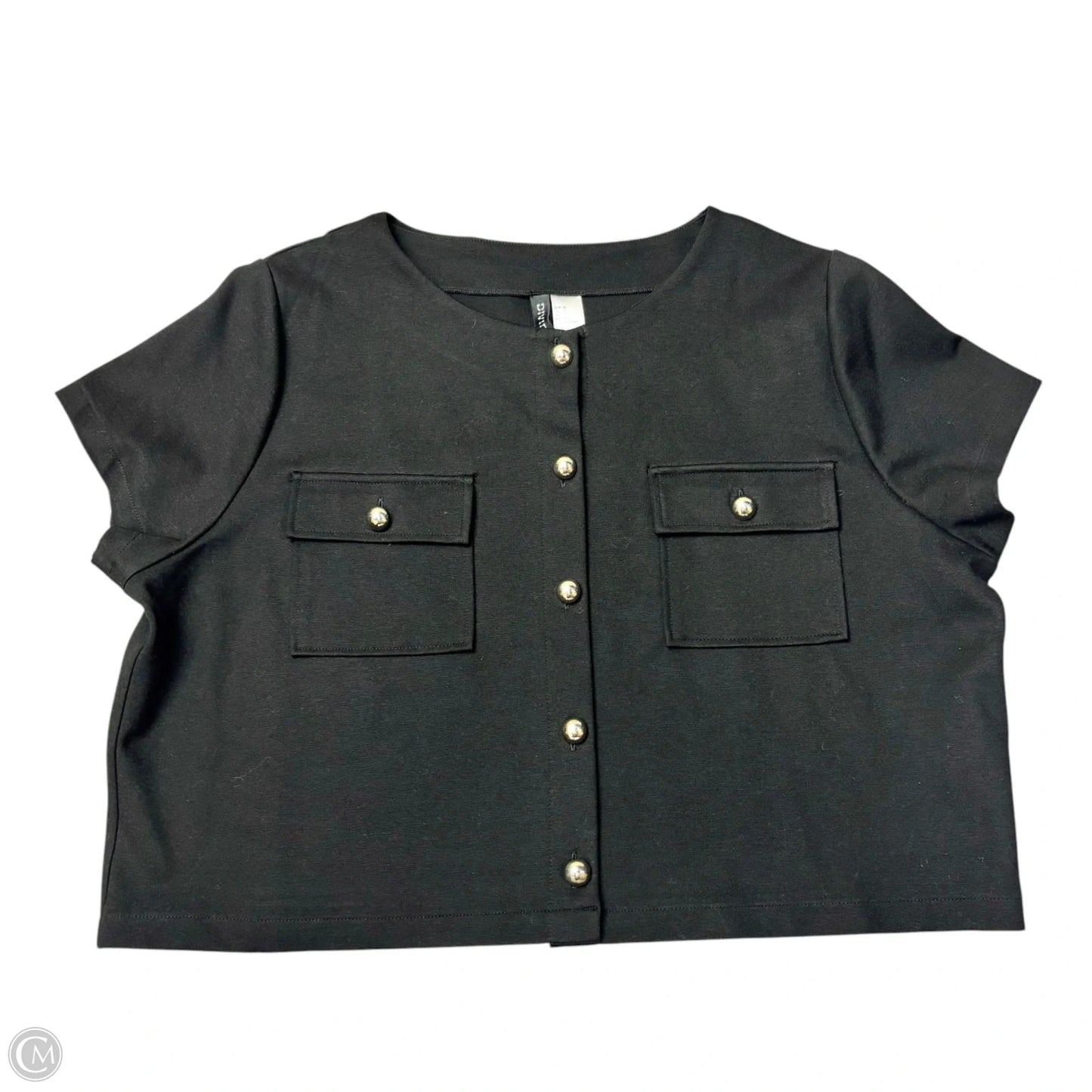 Top Short Sleeve By Divided In Black & Silver, Size: Xl